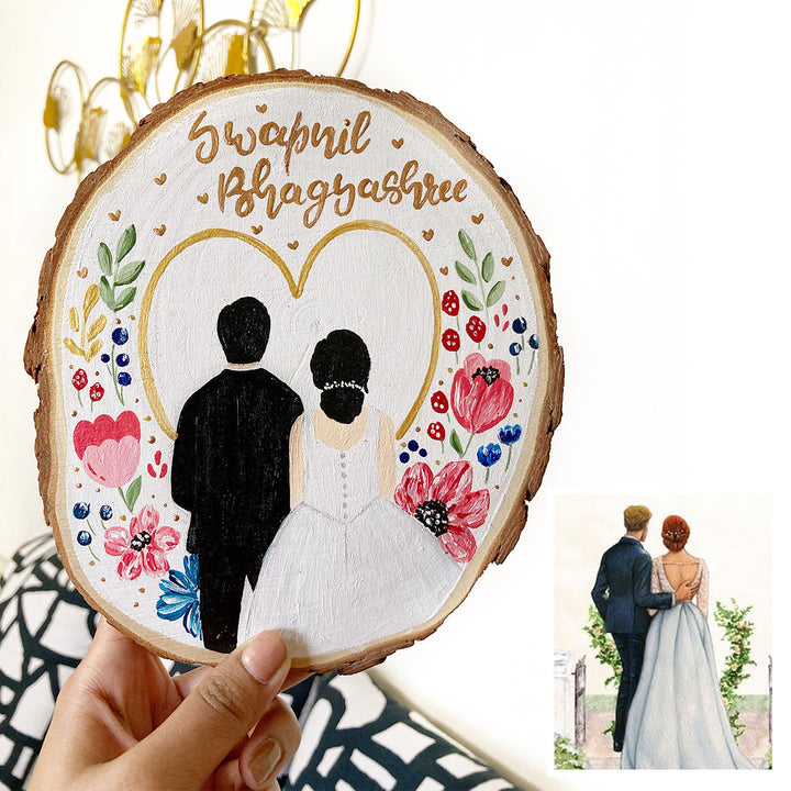 Photo Personalized Hand-Painted wedding Theme Wooden Decorative Plaque