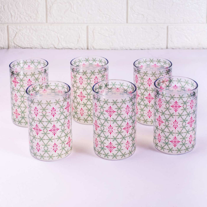 Borosilicate Glass Tumblers with Delicate Prints I 270 ML