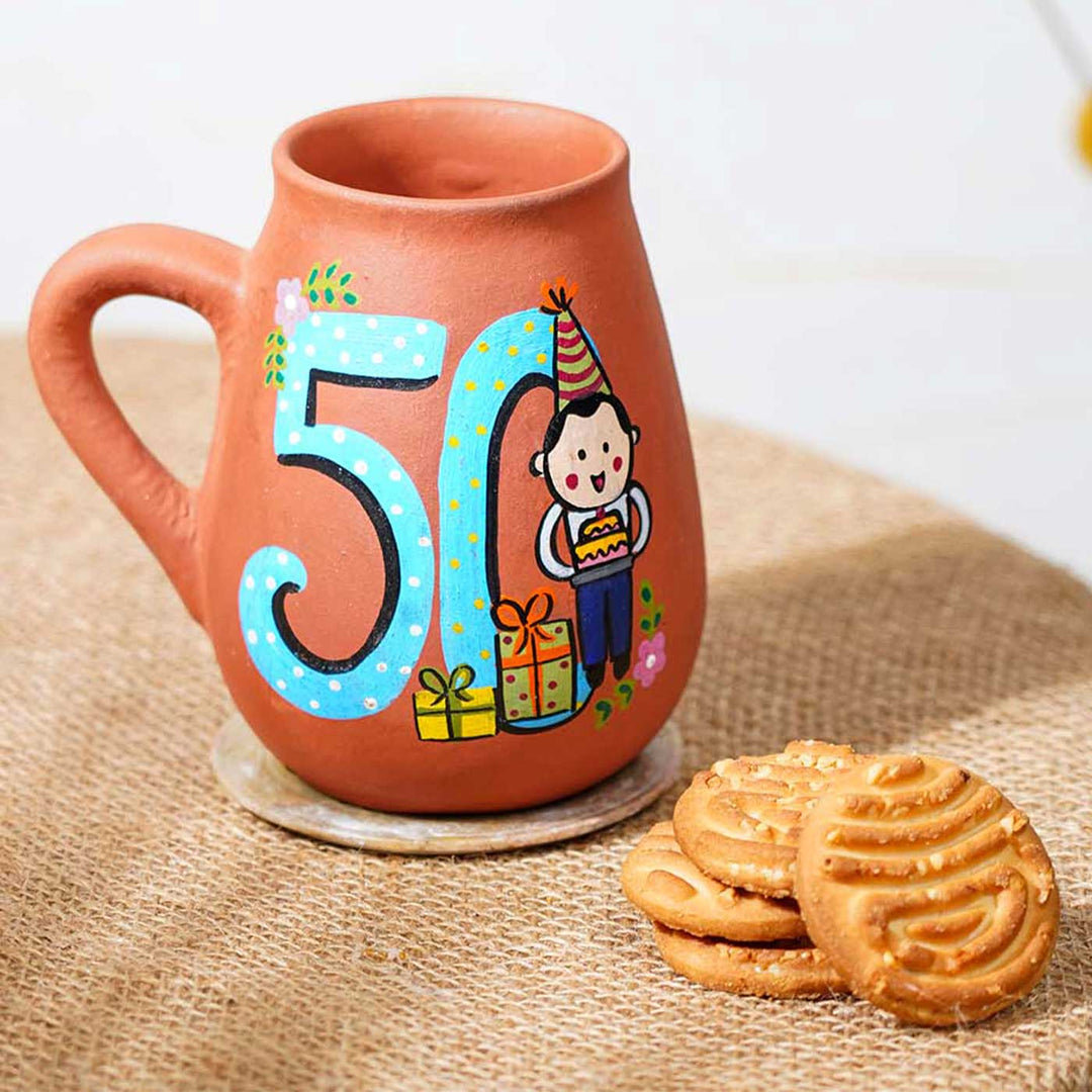 Personalized Hand-painted Birthday Milestone Terracotta Mug