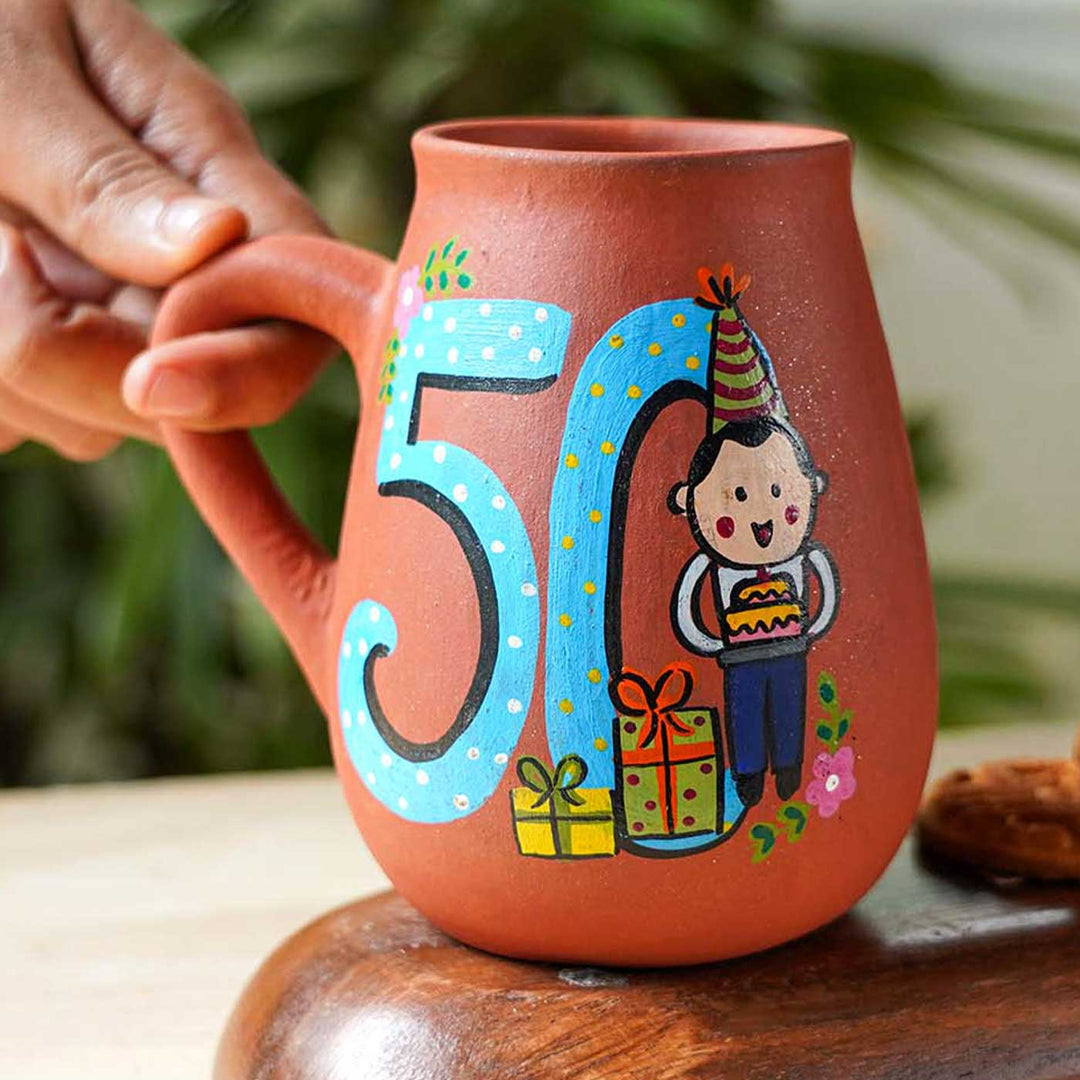 Personalized Hand-painted Birthday Milestone Terracotta Mug