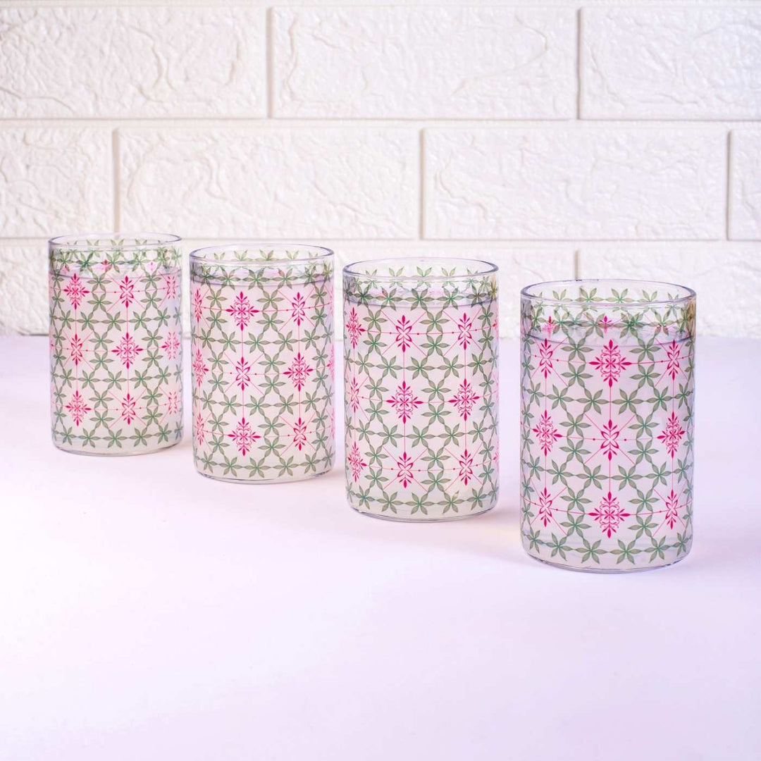 Borosilicate Glass Tumblers with Delicate Prints I 270 ML