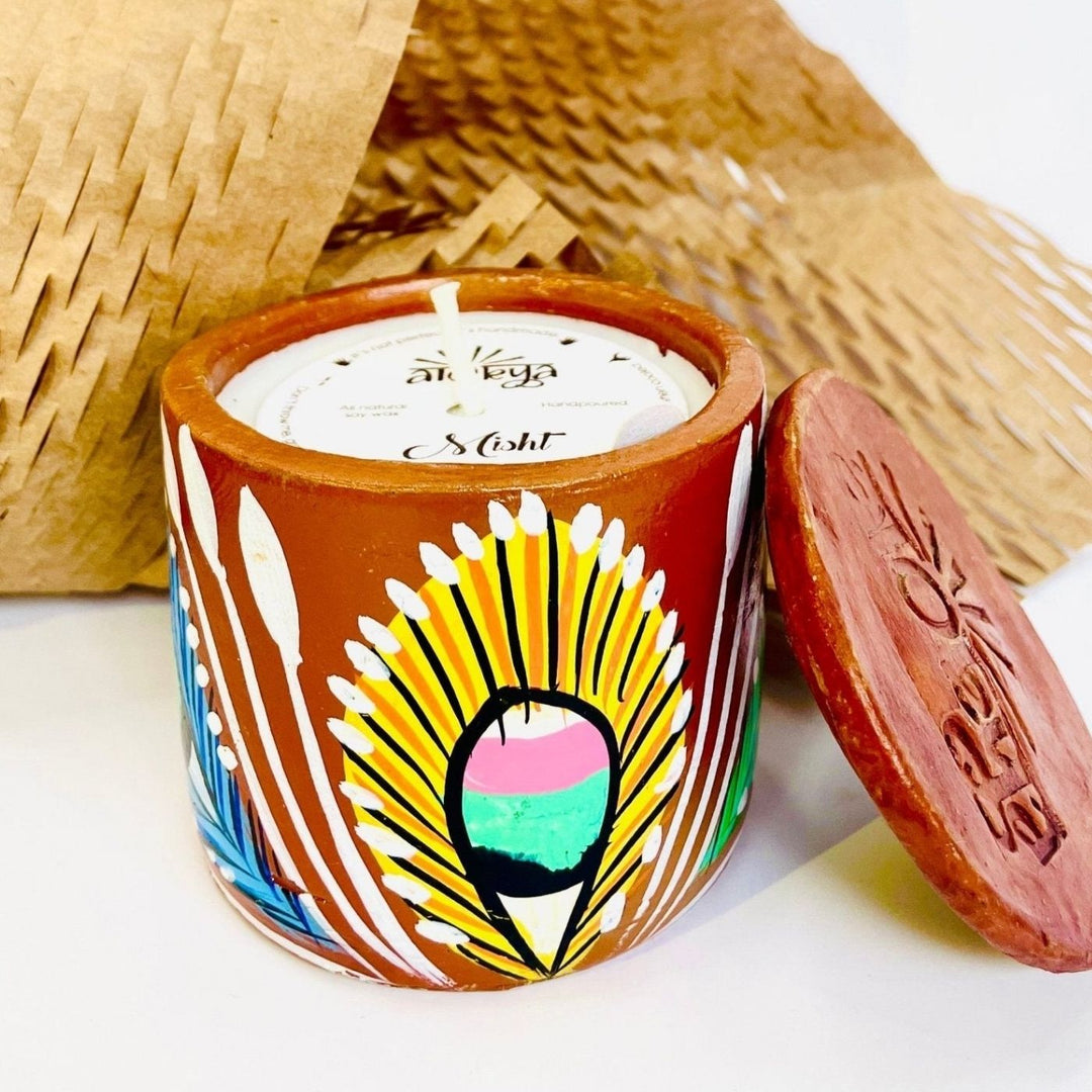 Hand-Painted Patachitra Misht Single Wick Scented Candle