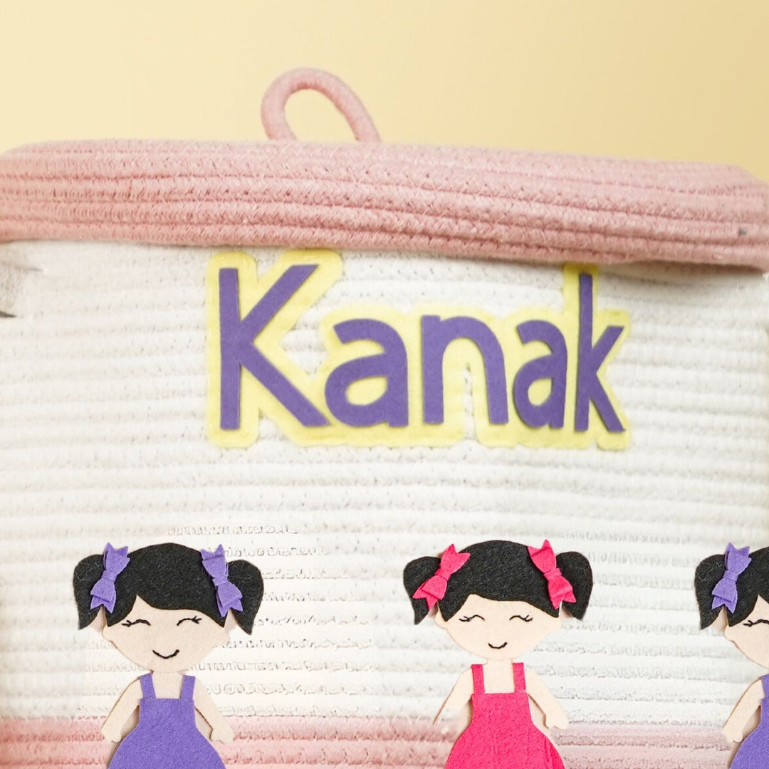 Handmade Personalized Doll Themed Kids Rope Basket