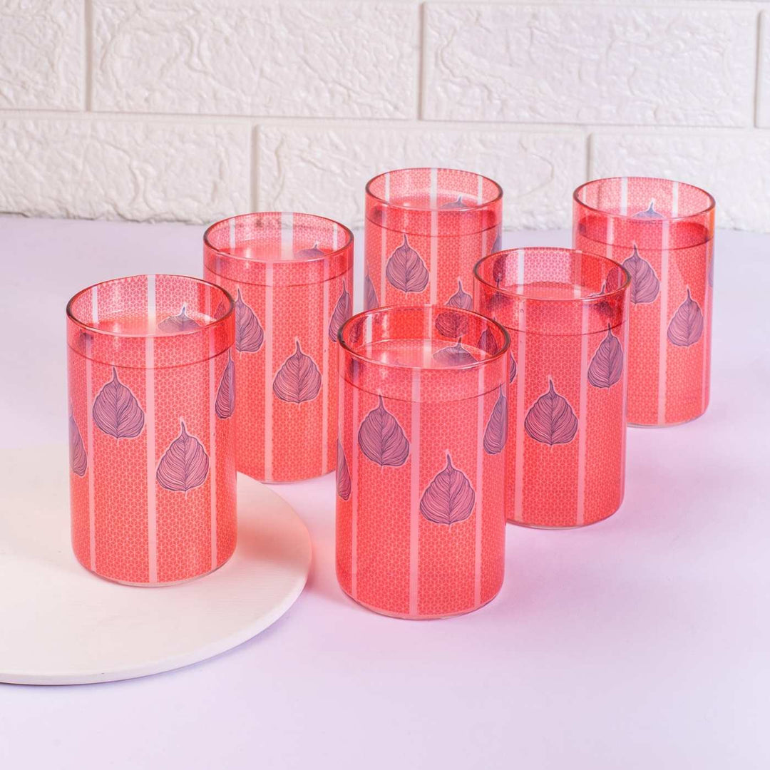 Borosilicate Glass Tumblers with Delicate Prints I 270 ML