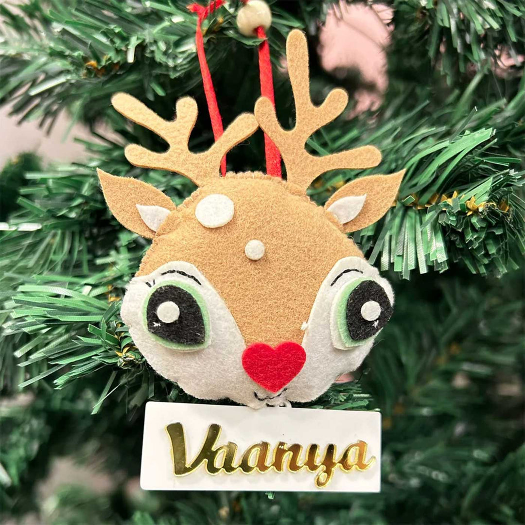 Personalized Reindeer Felt Ornaments For Christmas Tree Decoration