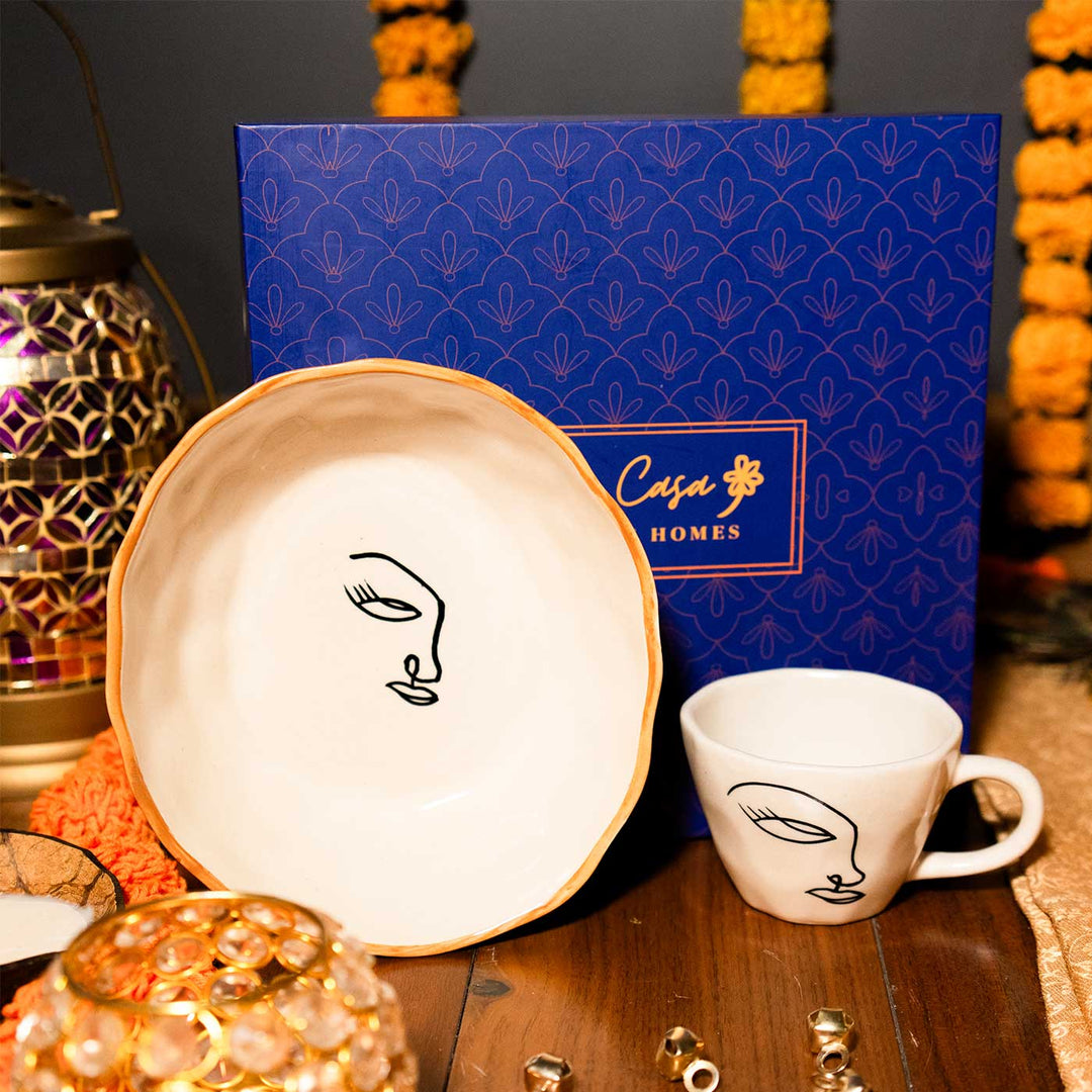 Premium Abstract Harmony Diwali Ceramic Gift Hamper | Set Of 4