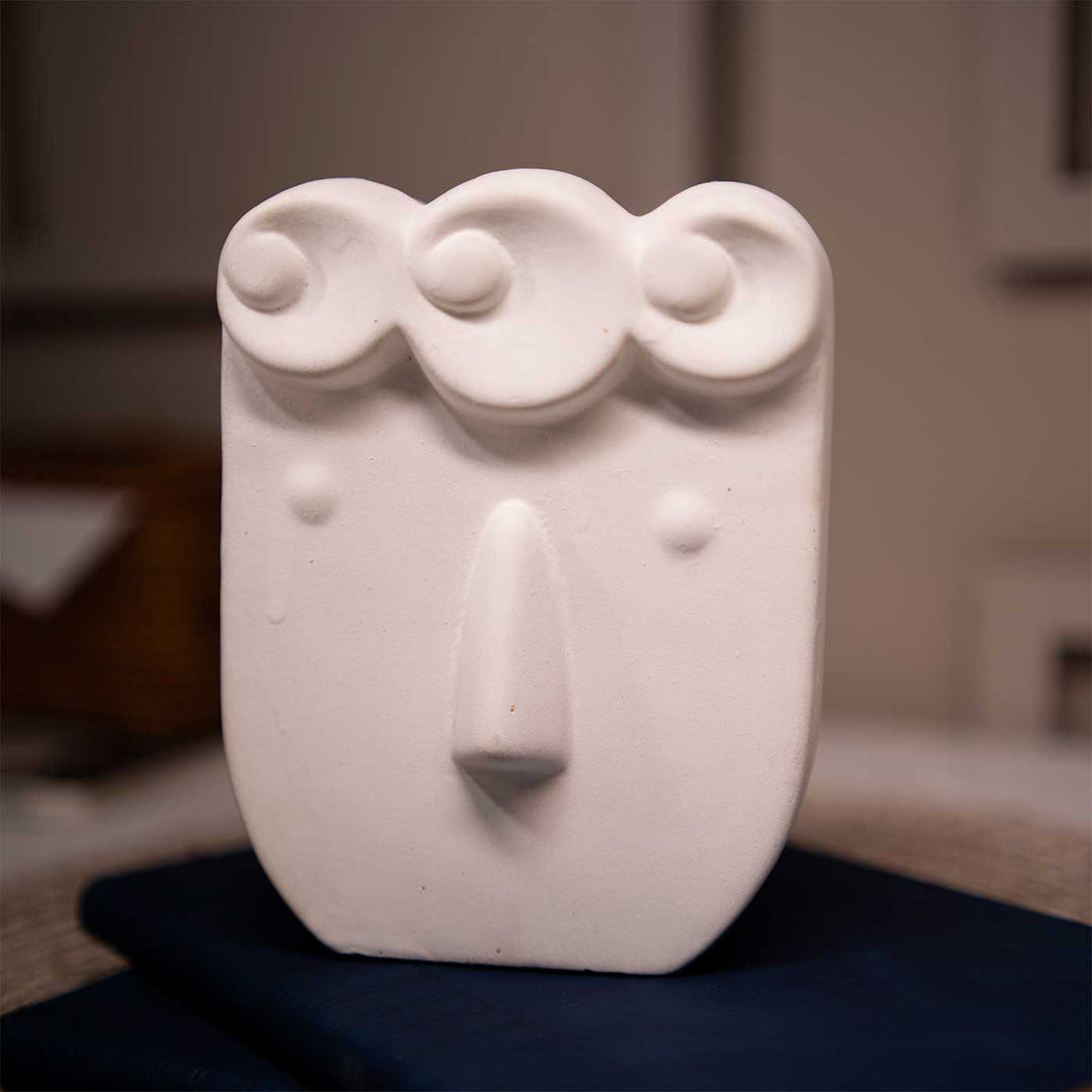 White Modern Muse & Sculpted Expression Ceramic Vase