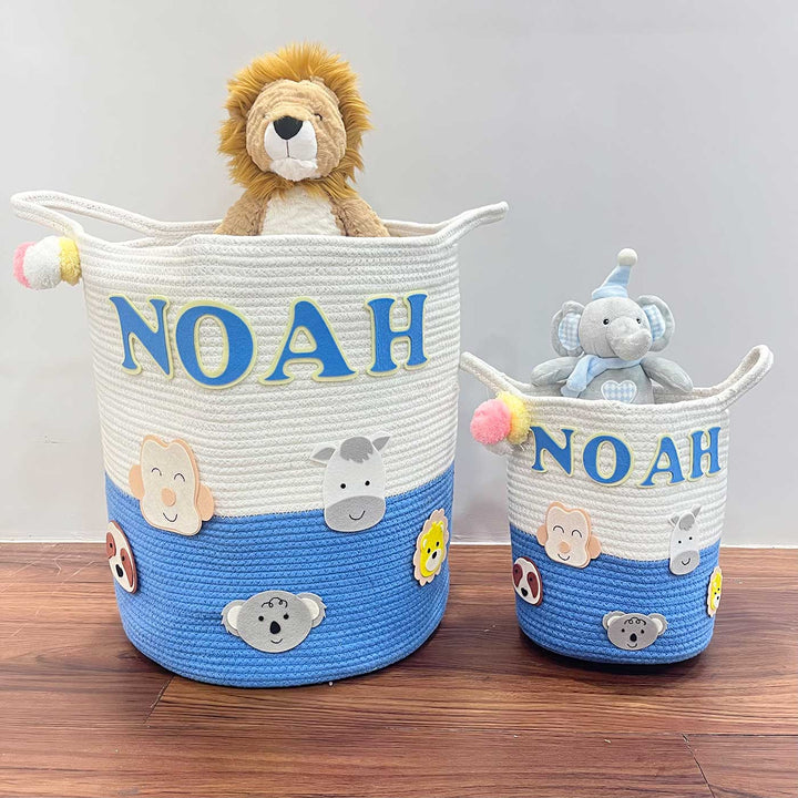 Personalized Handmade Animal Adventure Jute Basket For Kids