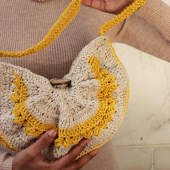 Handmade Crochet Sea Shell Cross-Body Bag