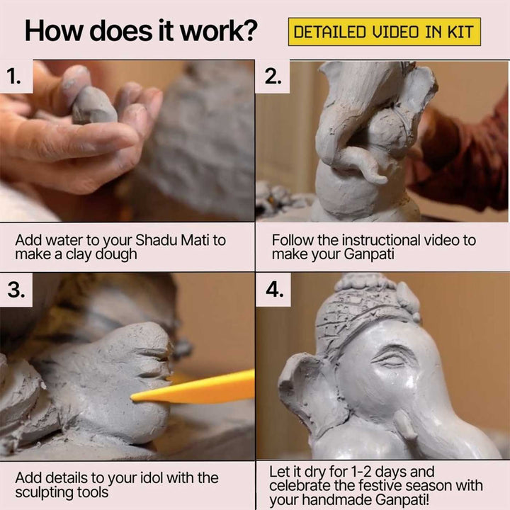 Eco-friendly Shadu Mati Ganpati Clay DIY Kit for Ganesh Chaturthi