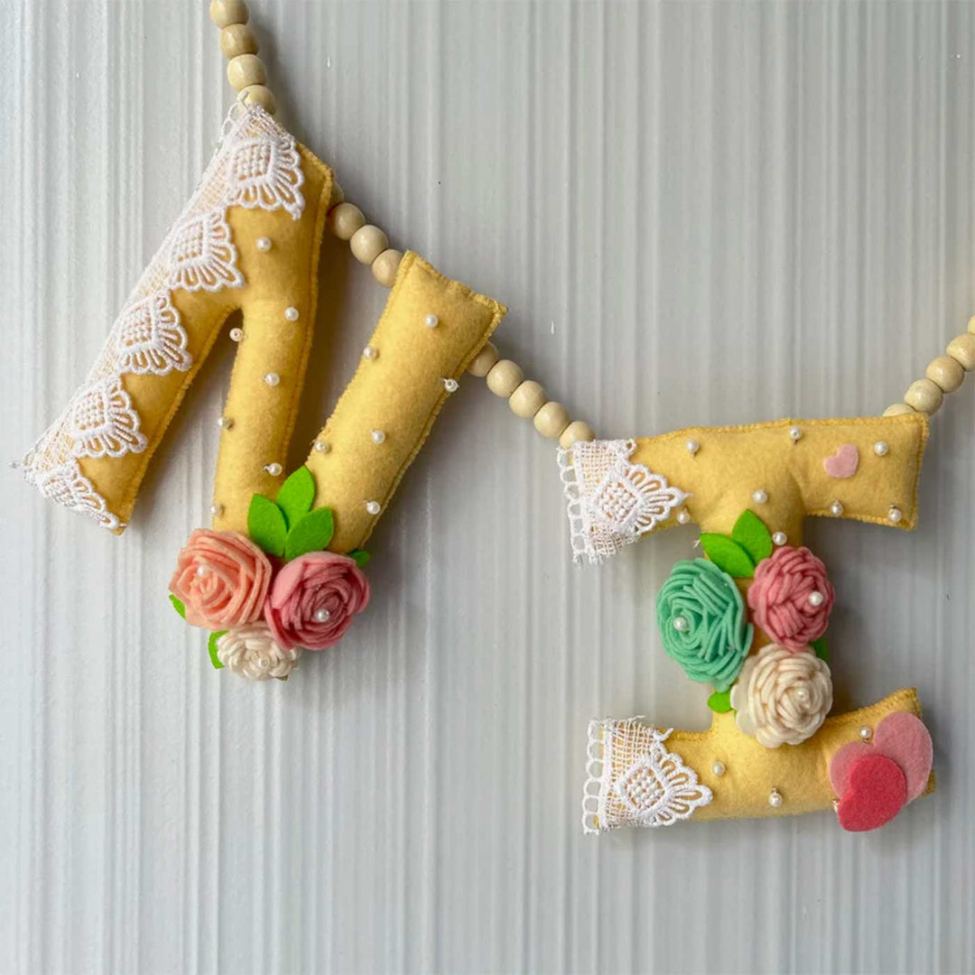 Personalized Amarelo Floral Felt Bunting / Garland For Kids