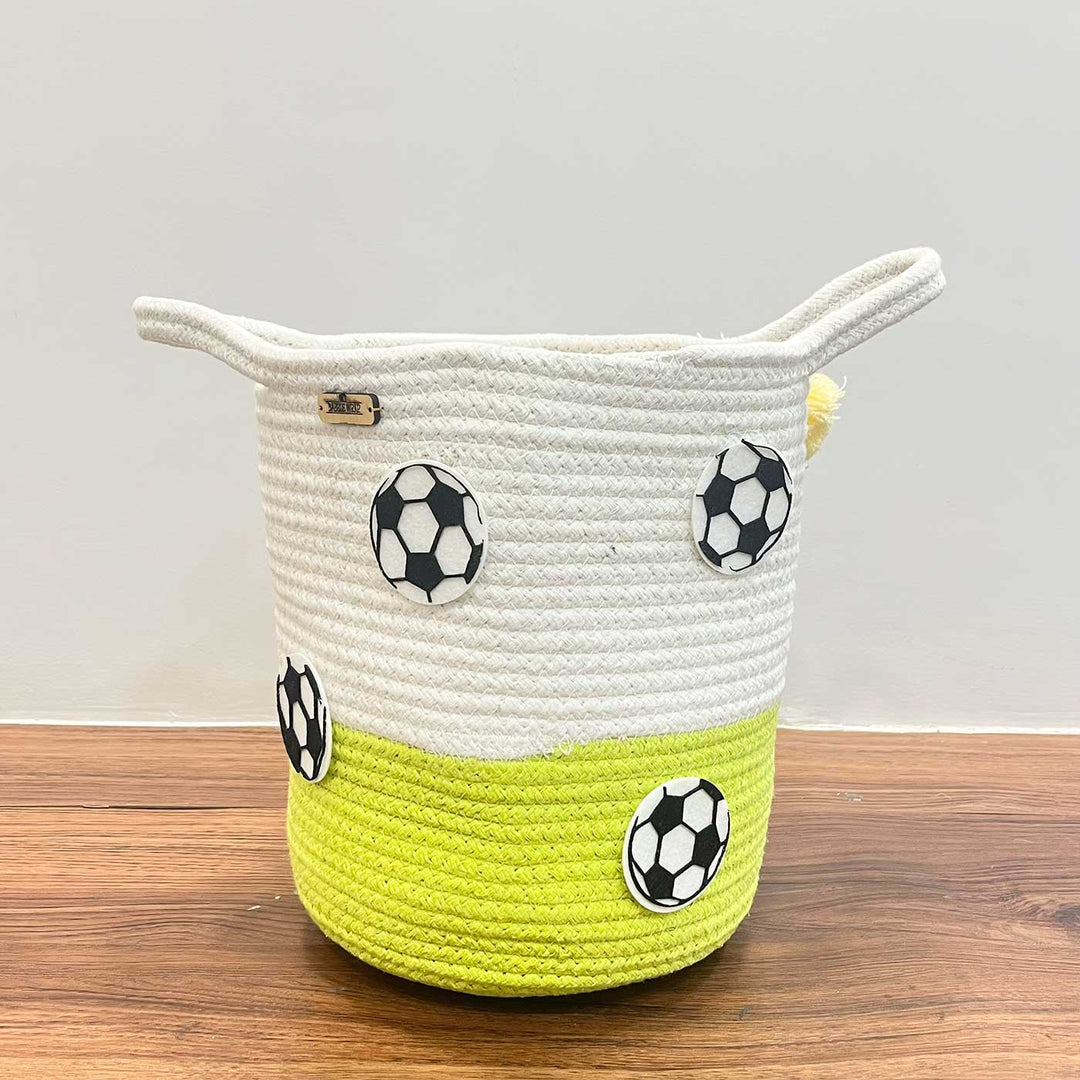 Personalized Handmade Football Frenzy Jute Basket For Kids