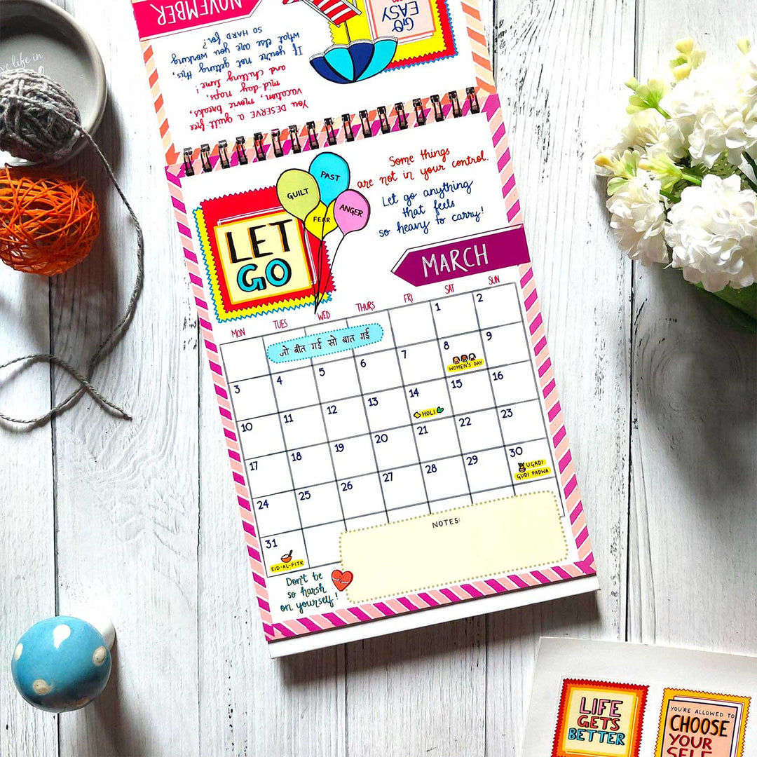 Notes to Self 2025 Spiral Calendar With Holidays | 10+ Freebies Included