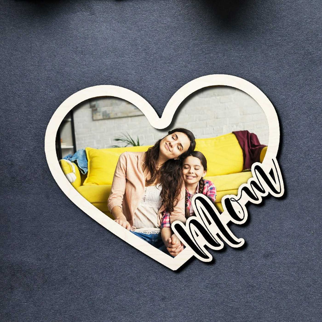 Photo Personalized Heart Shaped Wooden Fridge Magnet