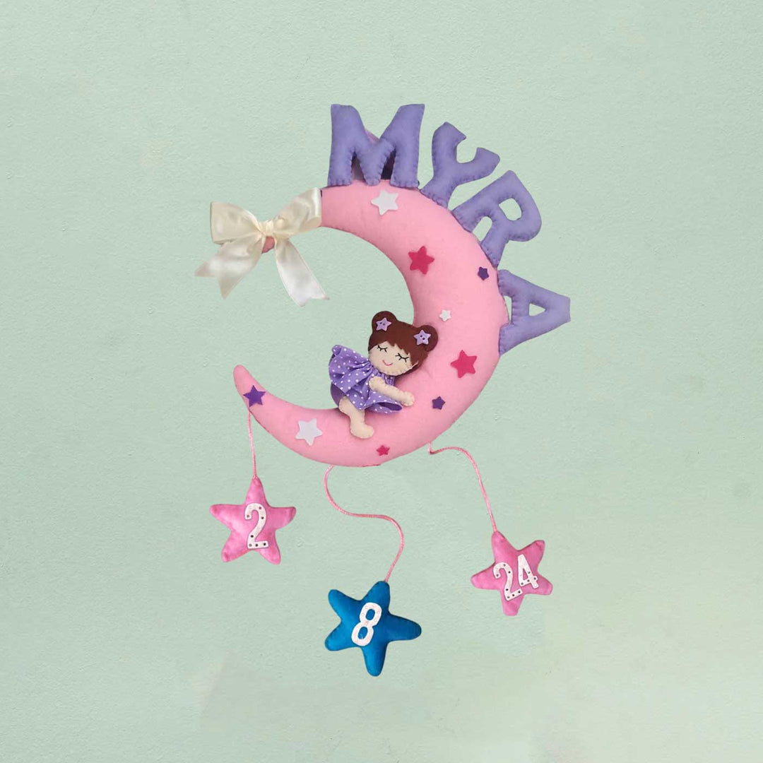 Personalized Handmade Baby Moon Felt Name Plate