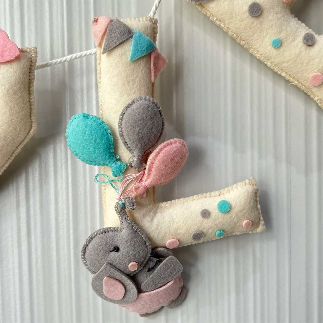 Personalized Elephant Rainbow Felt Bunting / Garland For Kids