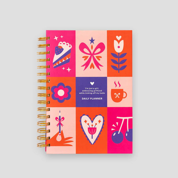 Just a Girl Undated Spiralbound Daily Planner | Wellness Tracker  | 240 Pages