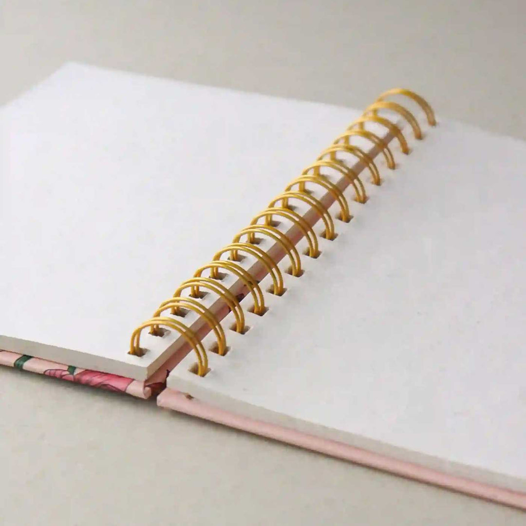 Handmade Gudhal Pink Spiral Notebook and Notepad Set | 80 Pages