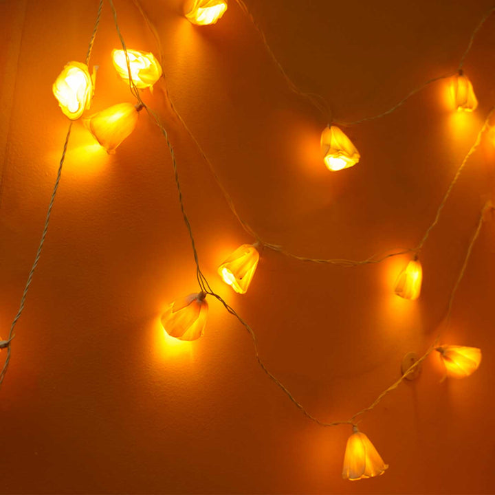 Handmade White Sholapith Flower String Fairy Light