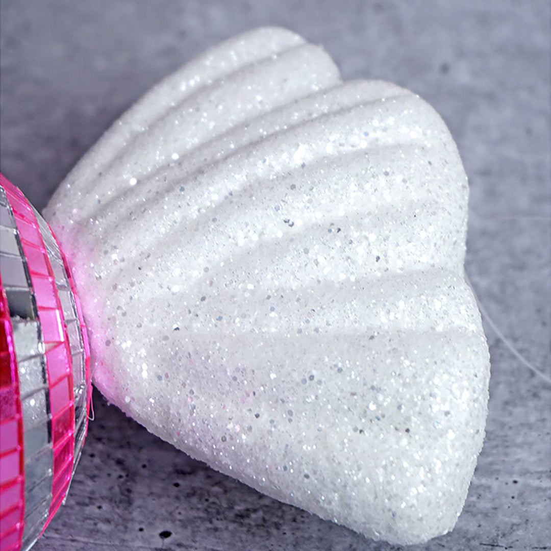 Handmade Pink Shiny Disco Themed Candy Shaped Ornaments For Christmas Tree Decoration | Set Of 2