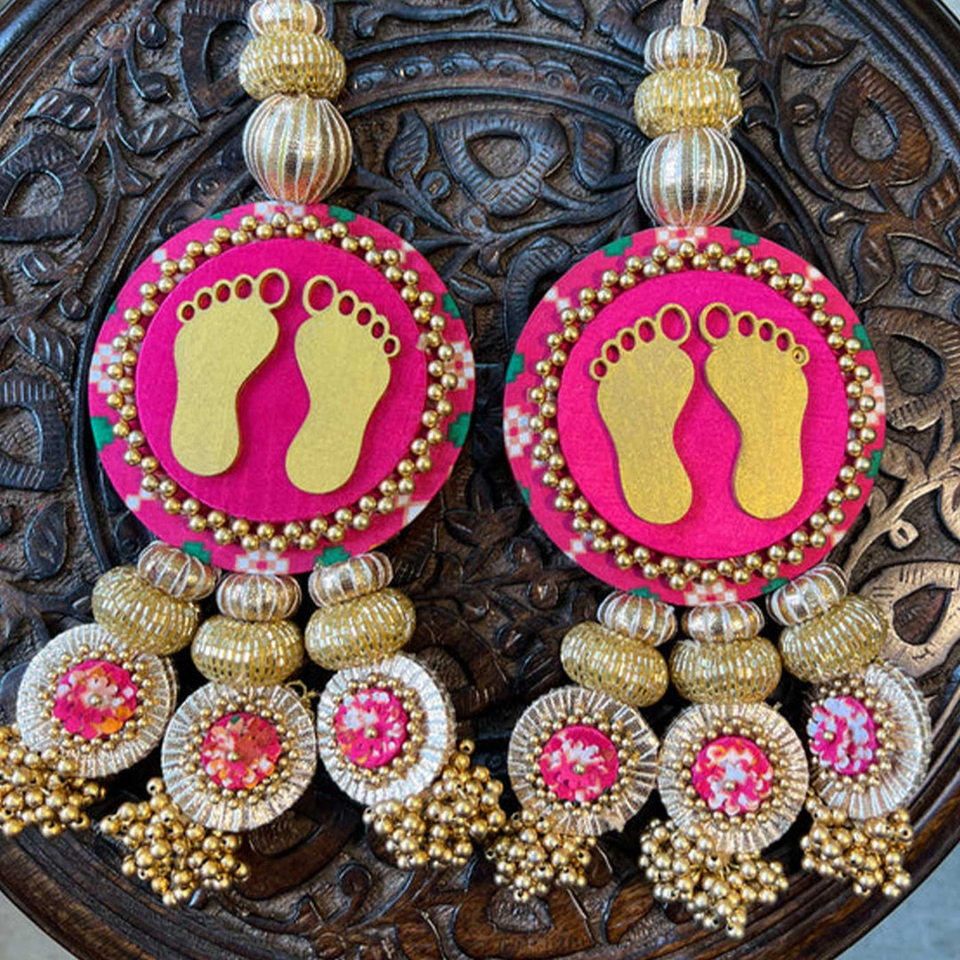 Handmade Pink Lakshmi Pagla Reversible Hanging | Set Of 2