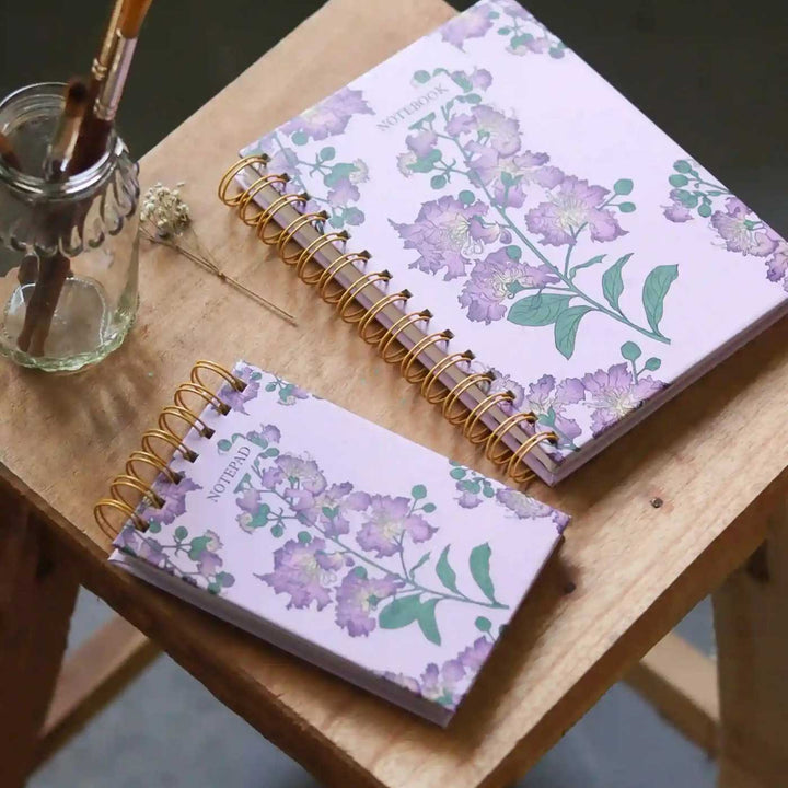 Handmade Jarul Lavender Spiral Notebook and Notepad Set | 80 Pages