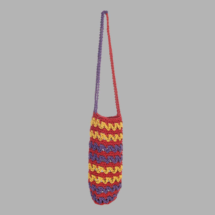 Handmade Crochet Multicolored Water Bottle Tote Bag