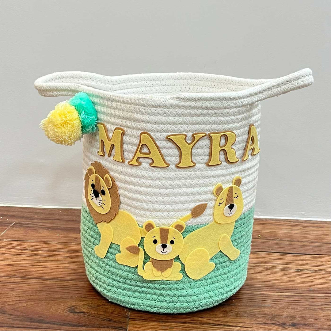 Personalized Handmade Lions Legacy Jute Basket For Kids