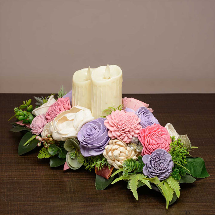 Handmade Charming Shola Flower Centerpiece With Candle Holder