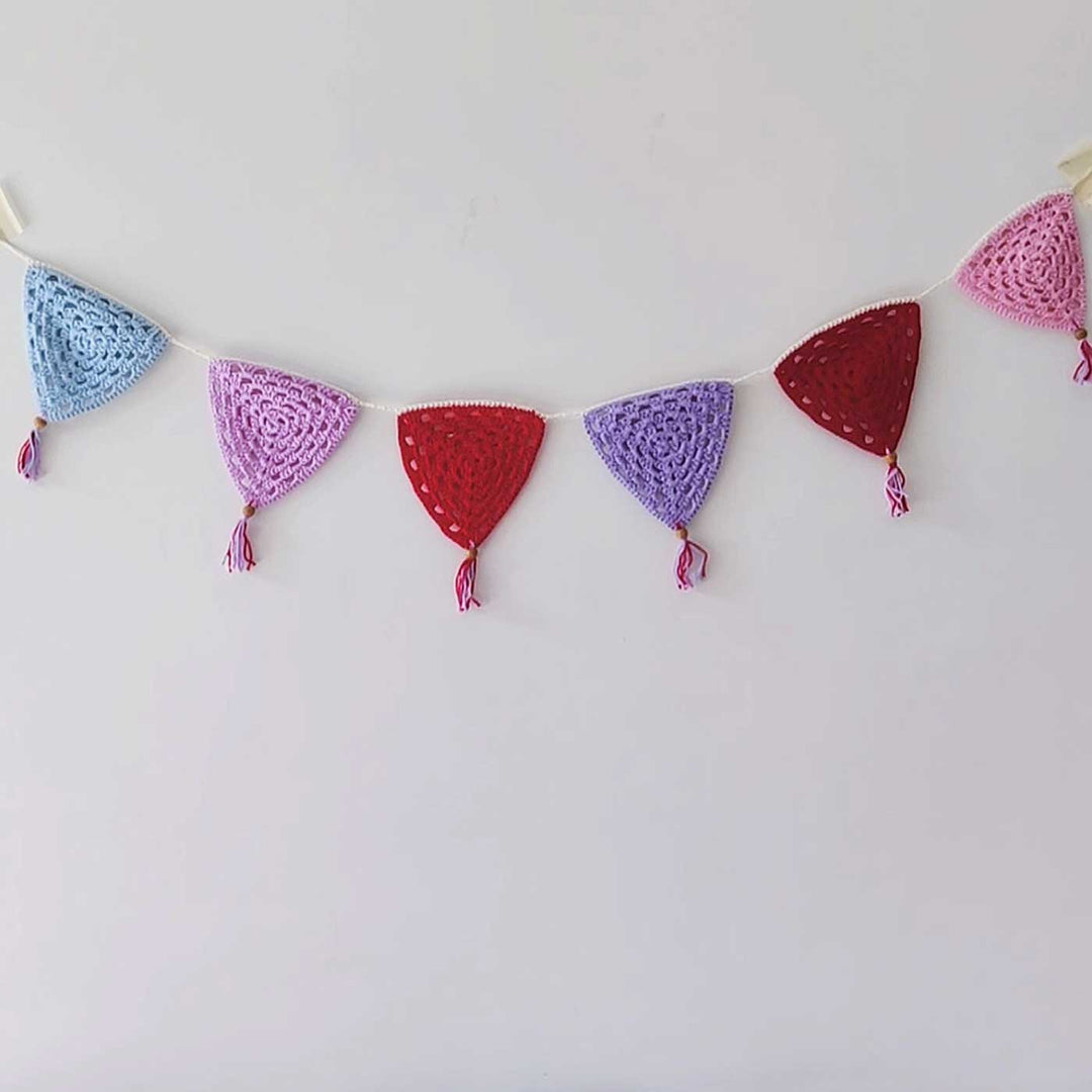 Handmade Pastel Colours Crochet Garland/ Bunting For Christmas Wall Decoration