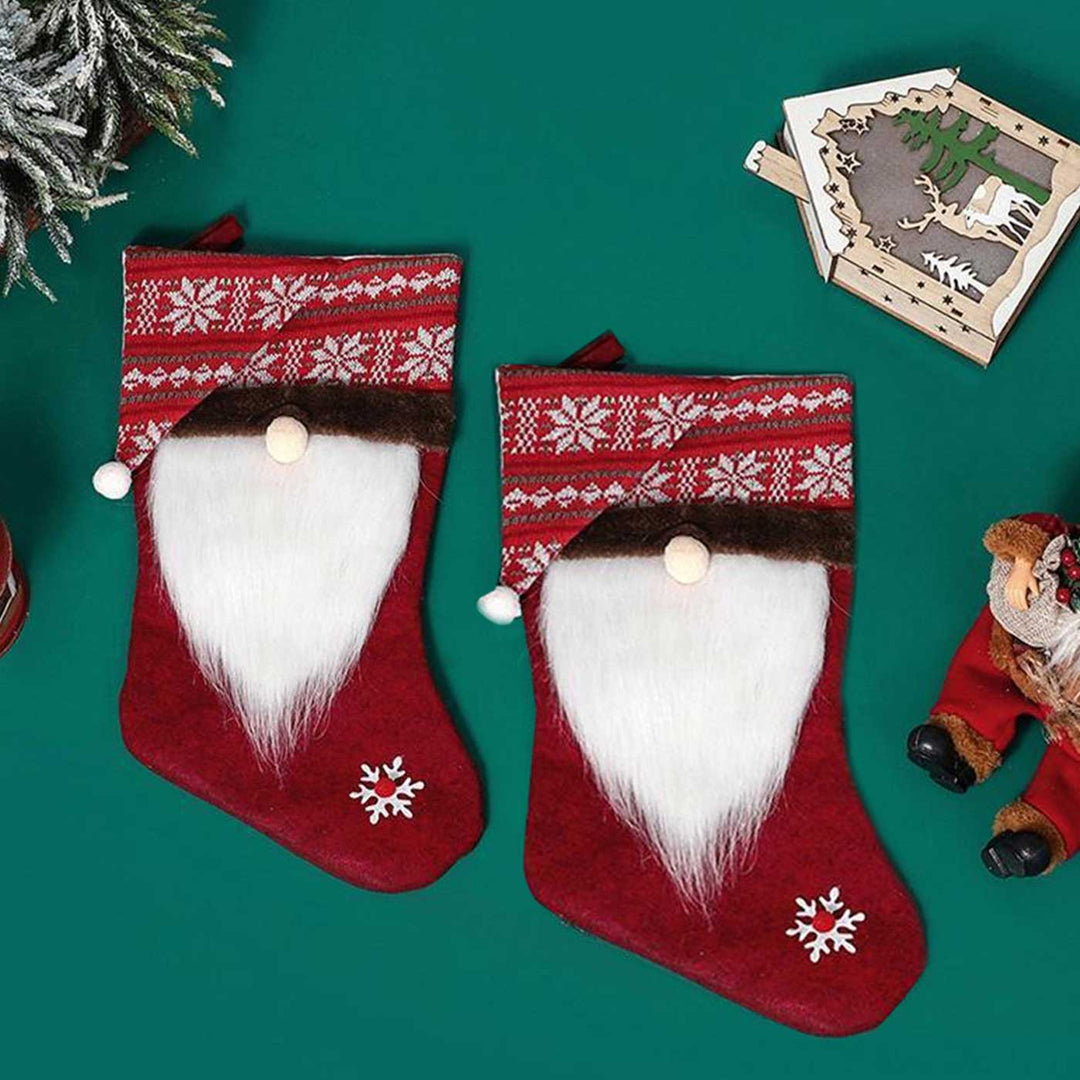 Handmade Beardy Gnome Cotton Stockings For Christmas Decoration