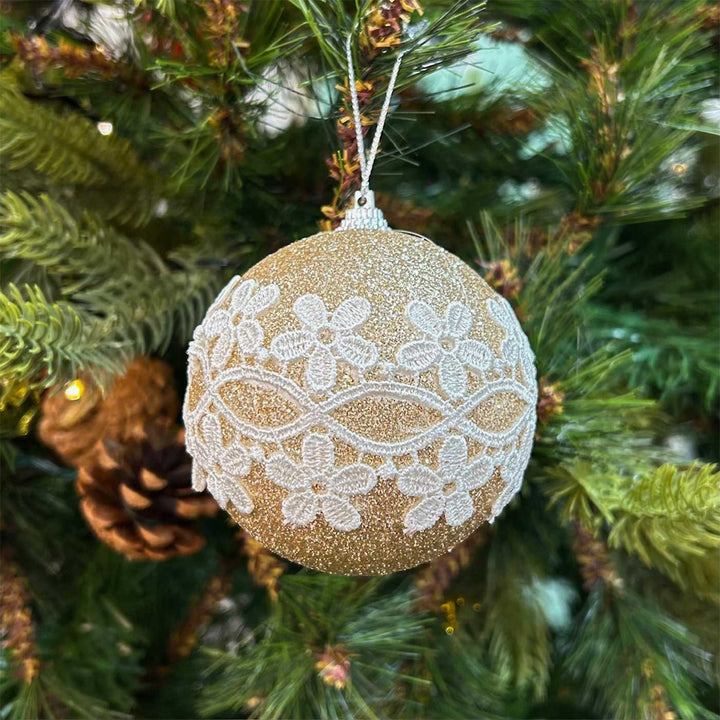 Handmade Gold & Rose Gold Shimmer Embellished Chirstmas Ball Ornaments For Decoration | Set Of 9