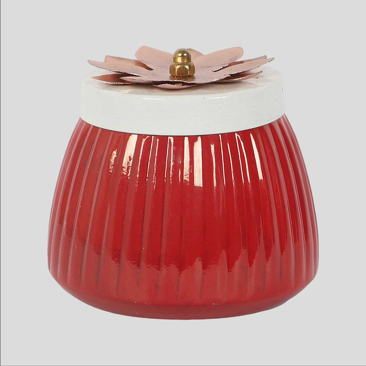 Handmade Red Metal Jar | Set Of 2