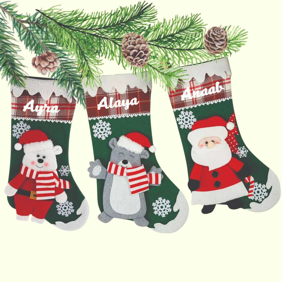 Personalized Snowflake Magic Cotton & Felt Stockings For Christmas Decoration