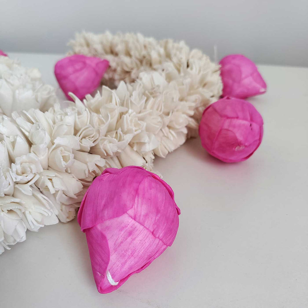 Handmade White & Pink Lotus Buds Toran