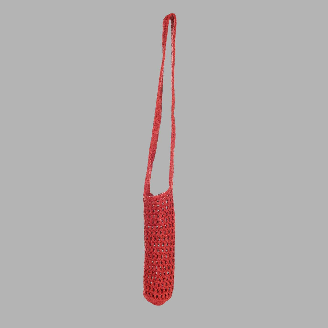 Handmade Crochet Red Water Bottle Tote Bag