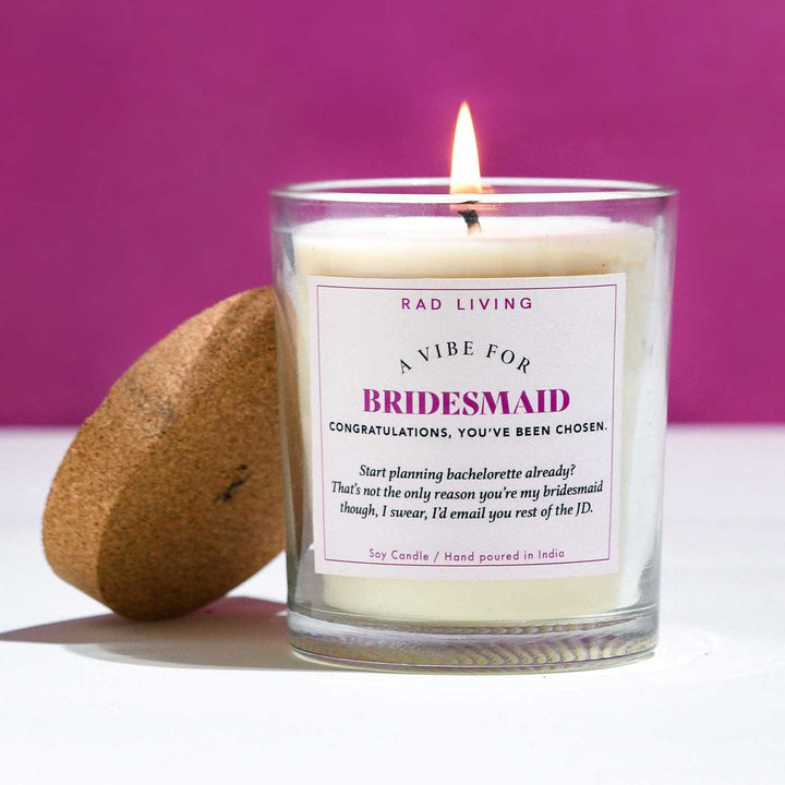 Hand Poured Bridesmaid Peach Mimosa Scented Soy Wax Candle