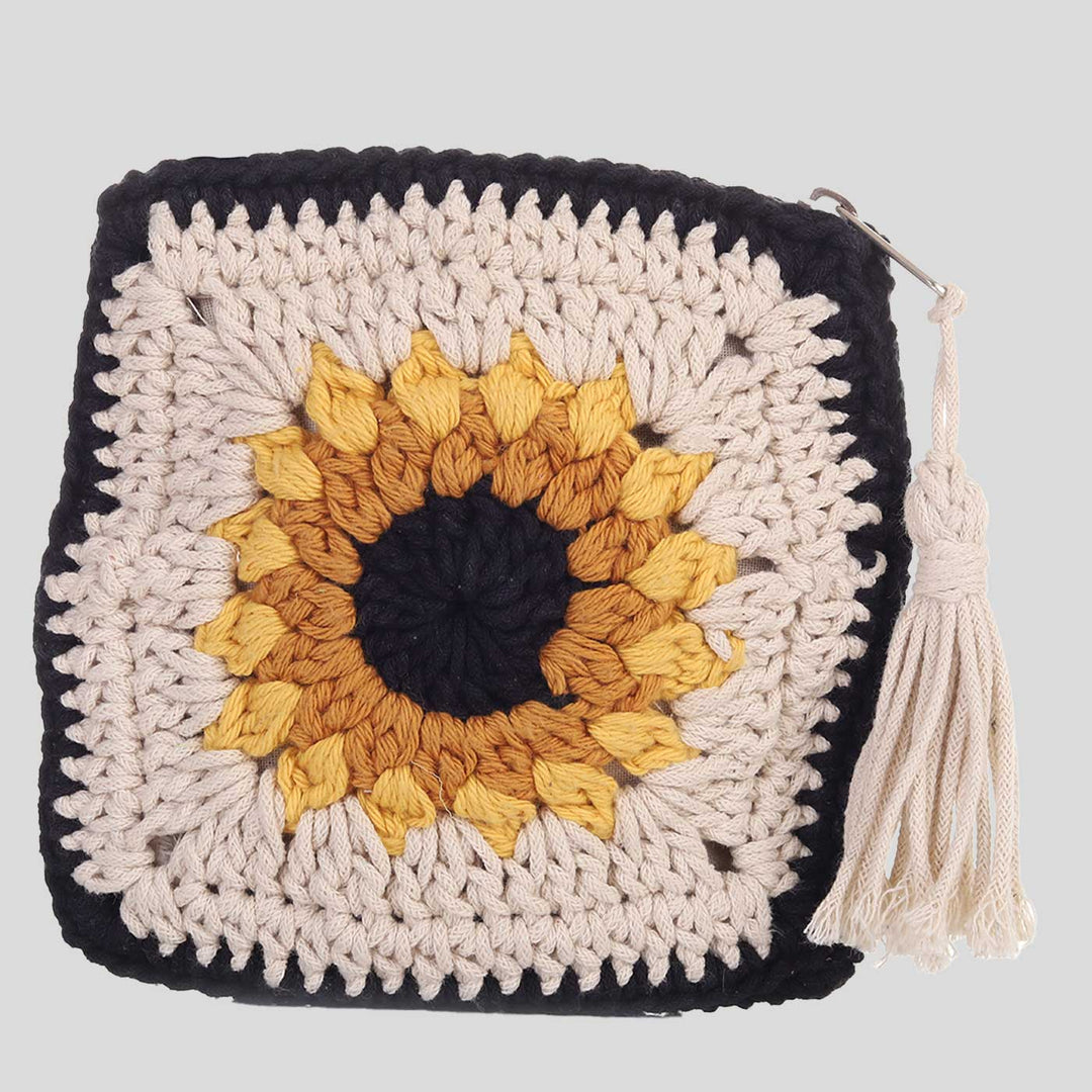 Handmade Crochet Sunflower Pouch