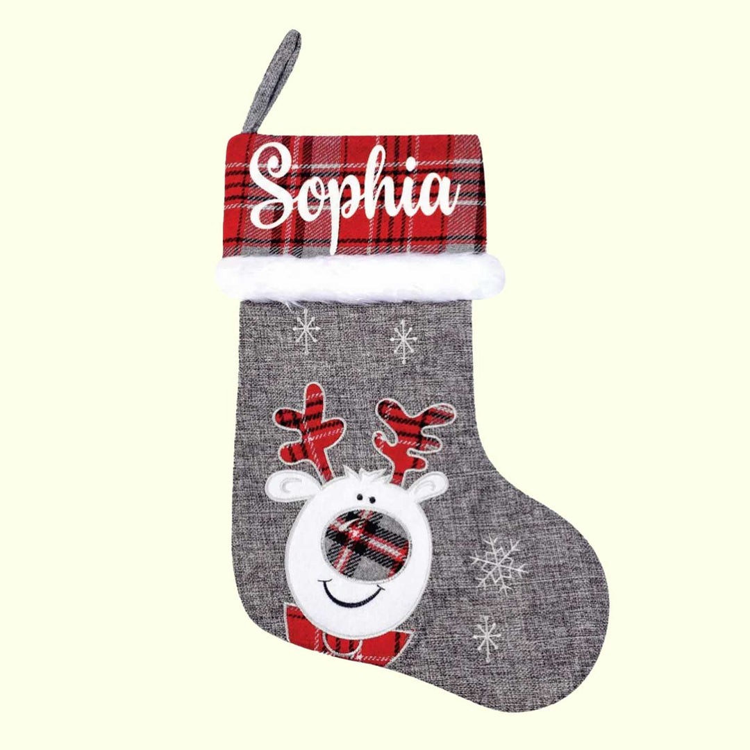 Personalized Silver Bells Cotton & Fur Stockings For Christmas Decoration