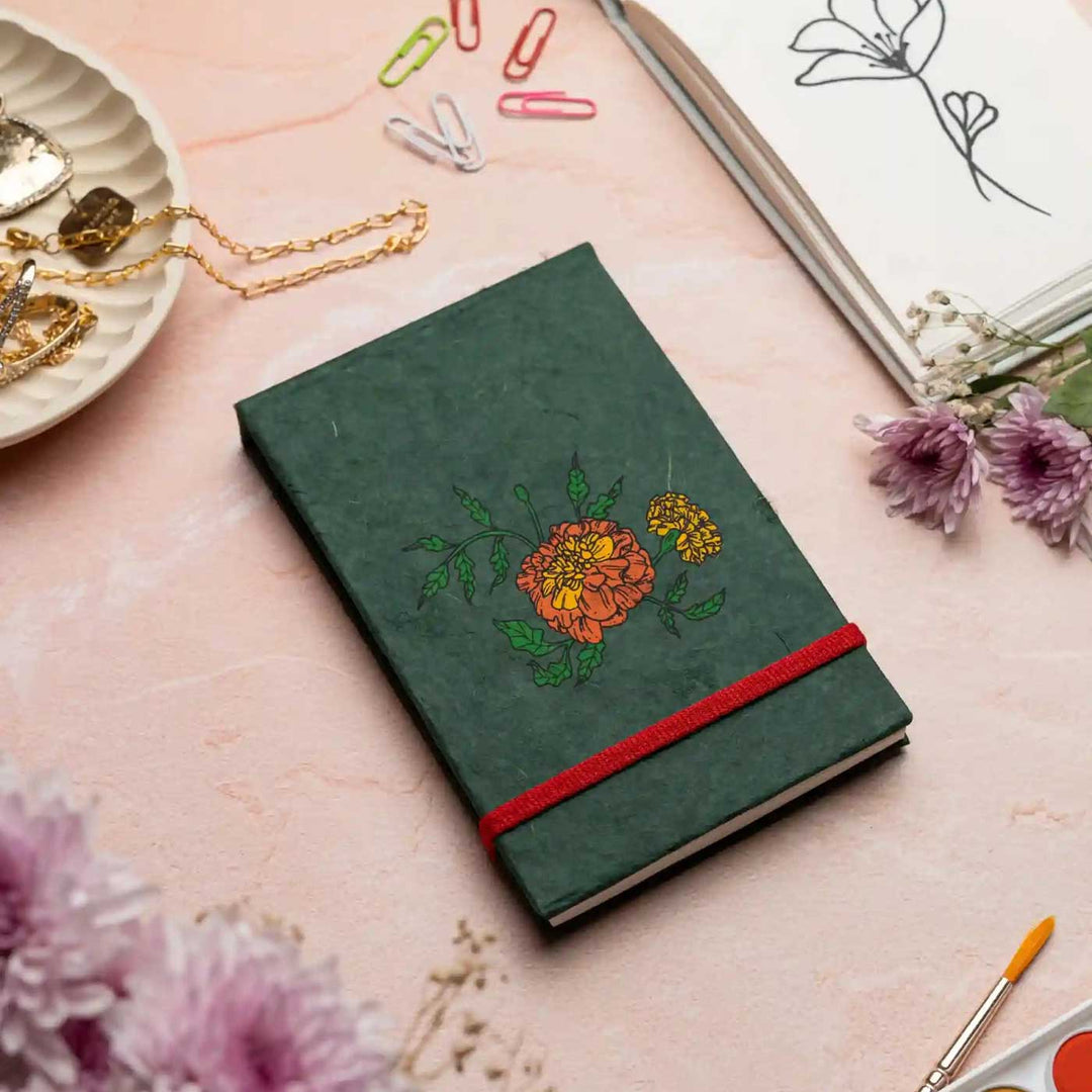 Handmade Genda Phool Unruled Notepads | 100 Pages