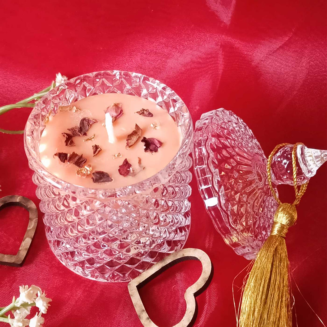 Beautiful Tango Crystal Jar With Tassle Wax Tealight Candle