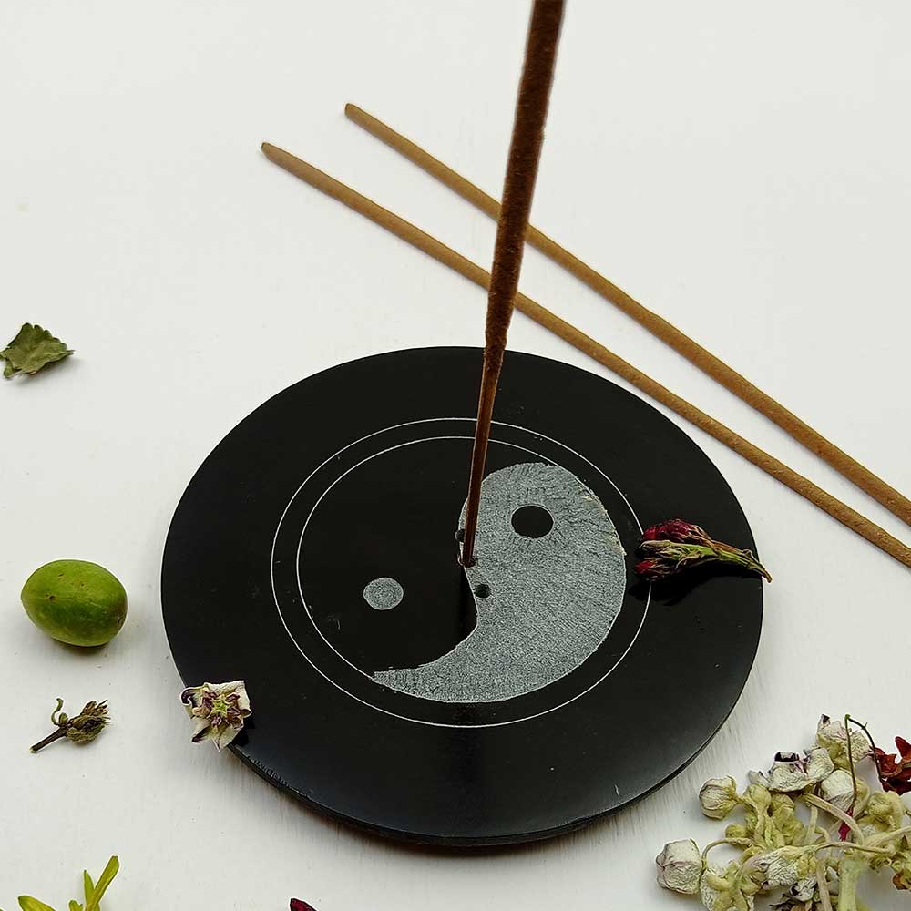 Handmade Black Bassam Simple Soapstone Incense Stick Holder | Set of 2