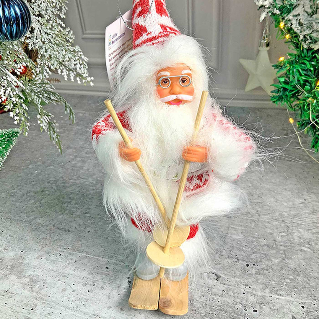 Handmade Skiing Santa Claus Self Standing Ornaments For Christmas Tree Decoration