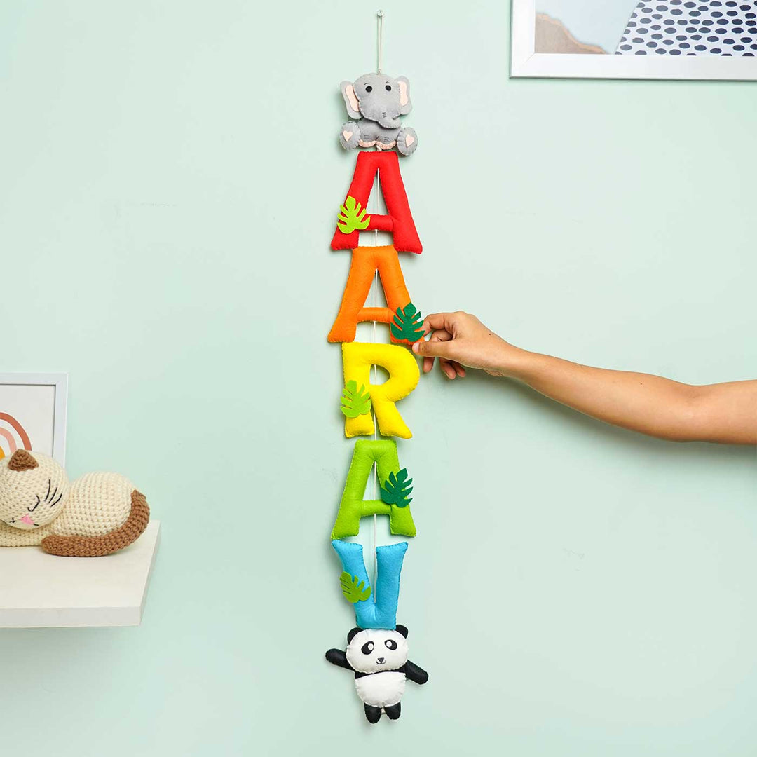 Handcrafted Personalized Ele & Panda Themed Bunting For Kids