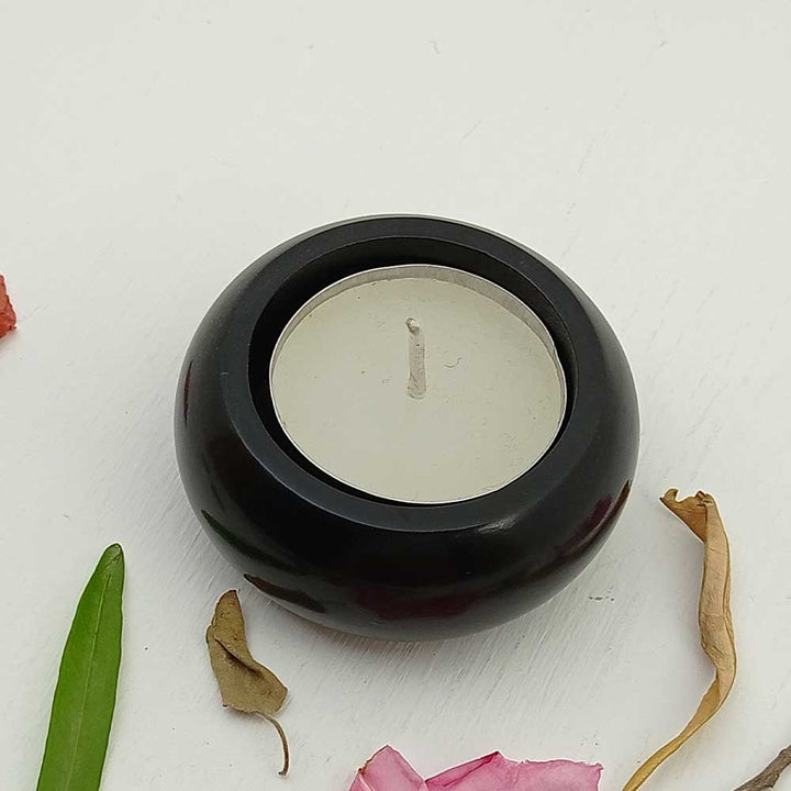 Handmade Black Reda Tyre Shape Candle Holder | Set of 4