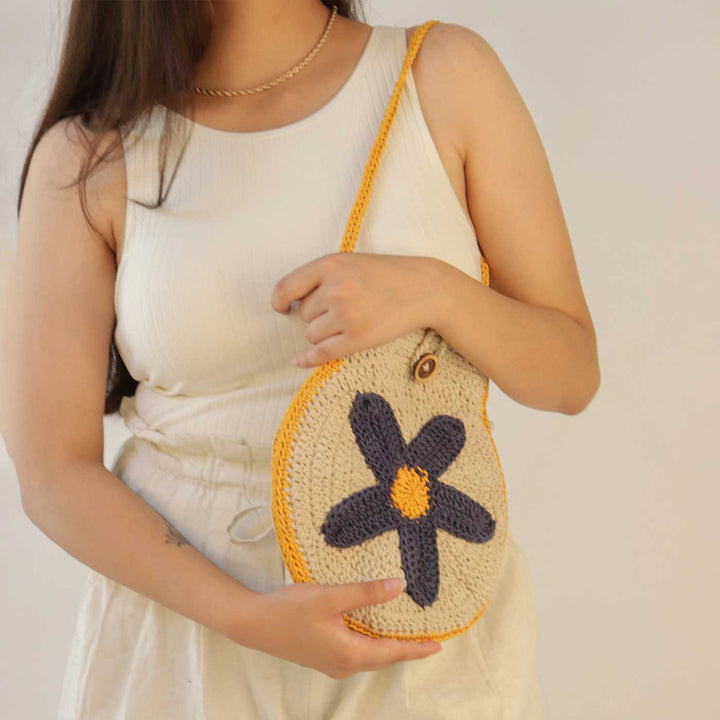 Handmade Crochet Flower Shoulder Bag