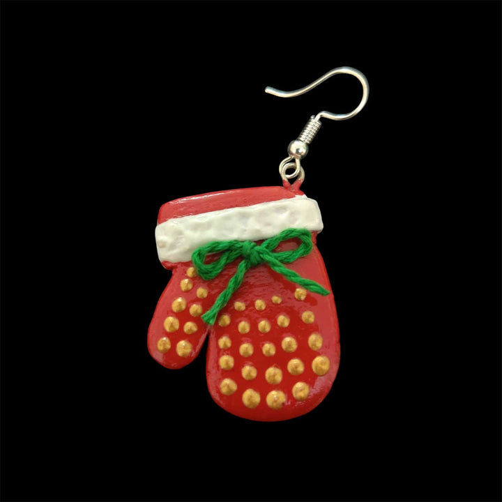 Handmade Christmas Mittens Clay Earrings | Secret Santa Gift Ideas