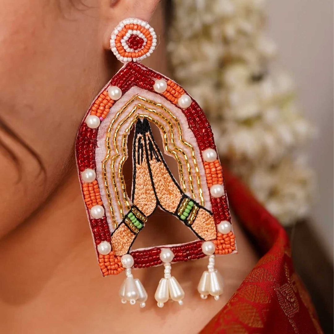 Handmade Khamma Ghani Beaded Earrings