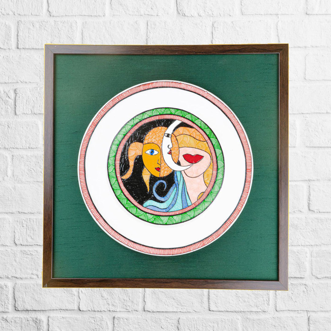 Handpainted Ceramic Wall Plate With Frame