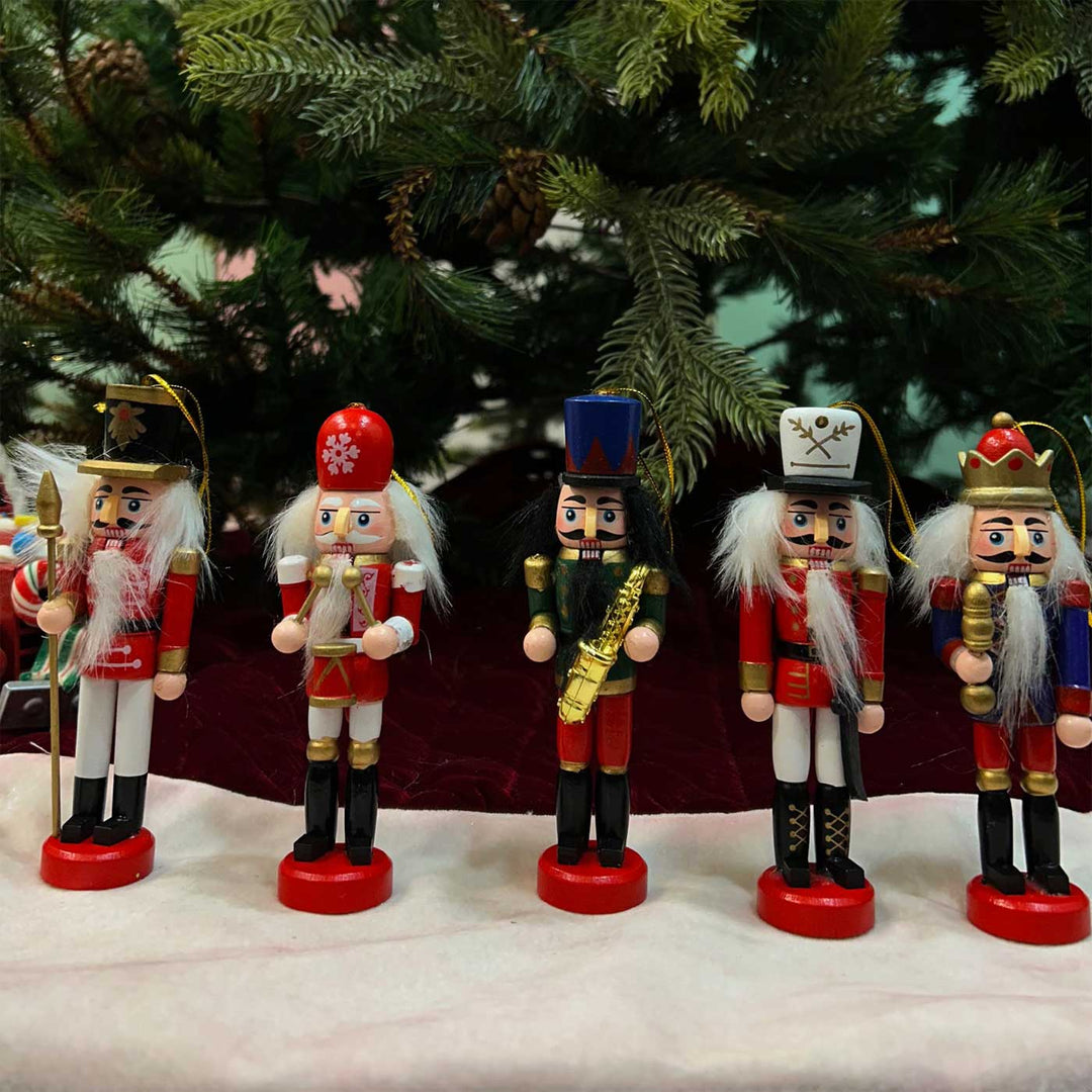 Handmade Nutcracker Dynasty Wooden Ornaments For Christmas Tree Decoration | Set Of 5